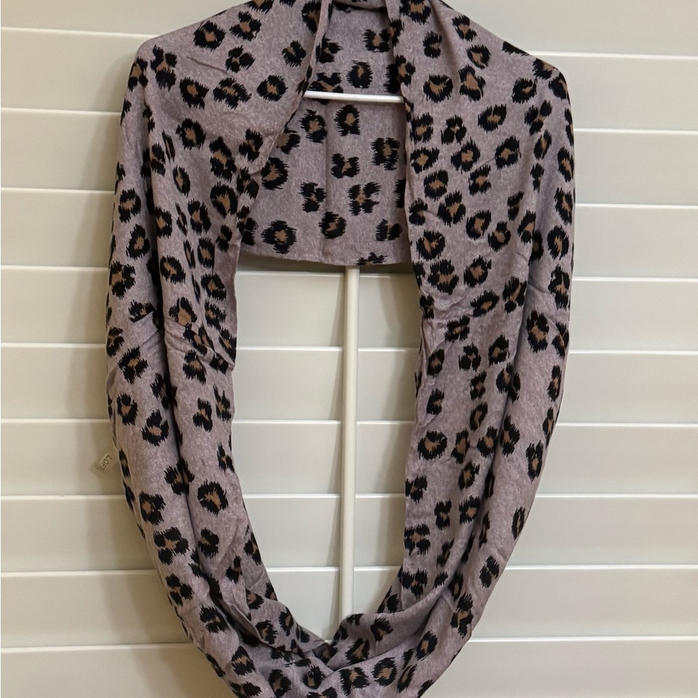 LOFT Lavender, Brown and Black Animal Print Scarf